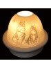 Porcelain Cat Candle Dome Light w/Candle Plate